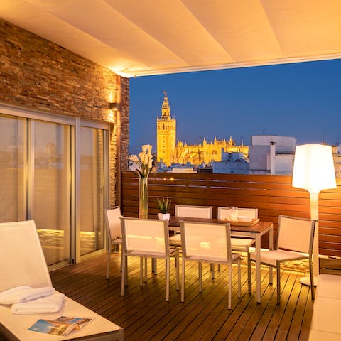 Gaze across the rooftops to the cathedral from your stunning terrace