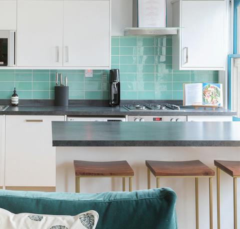 The Turquoise-tiled kitchen