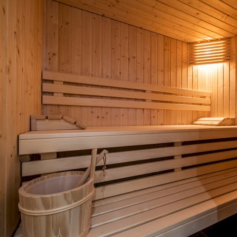 Soothe aching muscles in the sauna