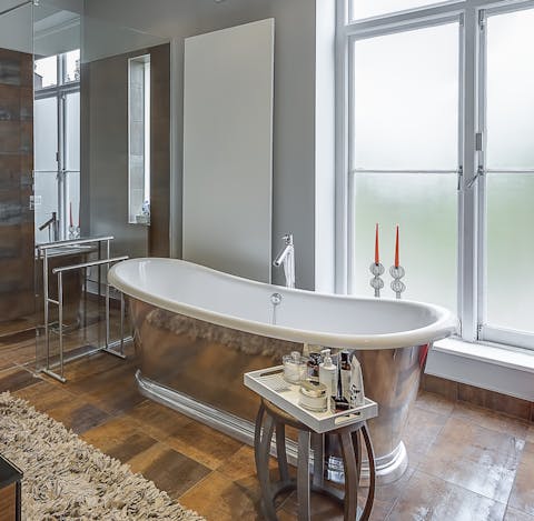 Soak away your troubles in the gorgeous freestanding bath