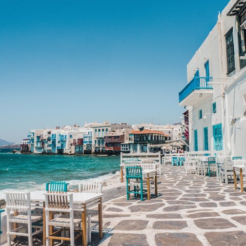 Visit Mykonos Town with its chic boutiques and restaurants