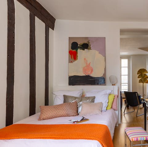 Vibrant and comfy master bedroom