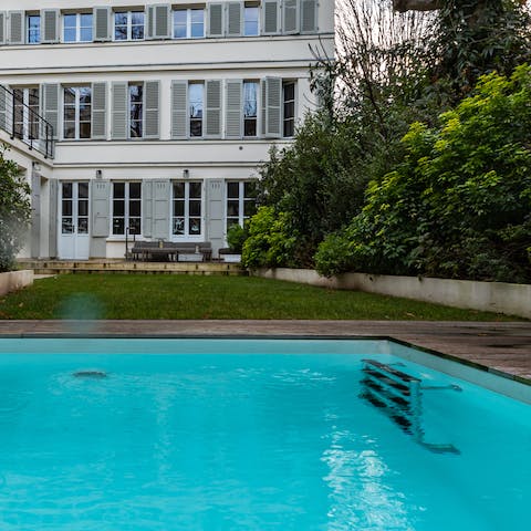 Take a dip in the heated pool in the garden