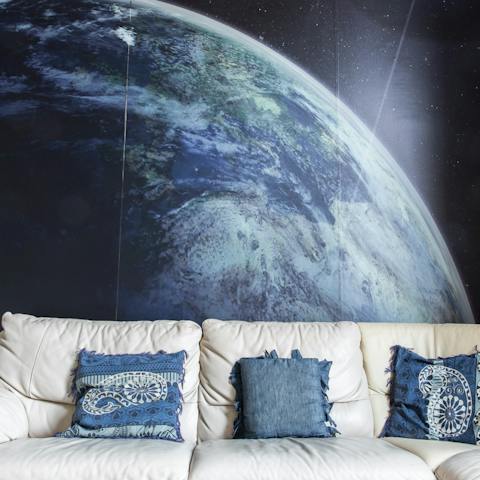 The space-themed wall murals