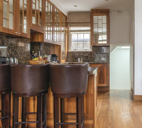 Start your day with coffee on the breakfast bar stools