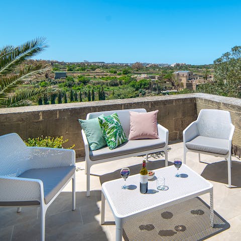 Bask in the tranquillity of the Maltese countryside on the first-floor terrace