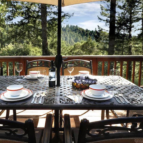 Lounge or dine alfresco on your barbecue terrace boasting incredible valley vistas