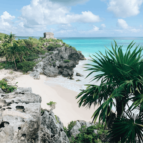 Explore further along the Tulum coastline, and find the Mayan ruins