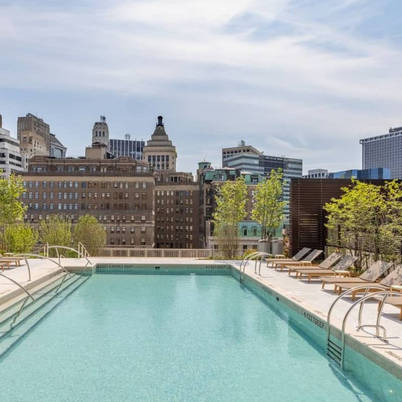 Go for a swim in the rooftop pool