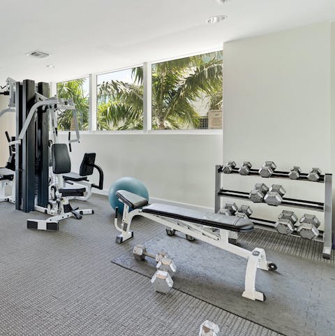 Lift some weights at the on-site gym