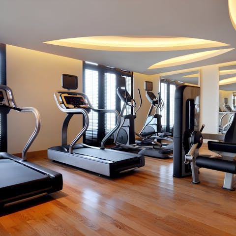 Start mornings with a workout in the on-site gym