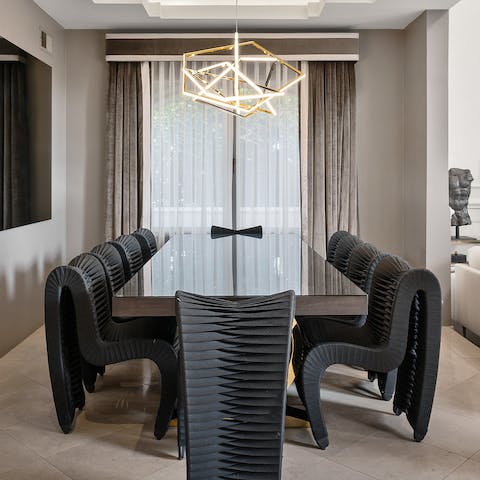 Host a formal meal in the impressive dining room