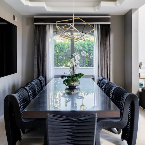 Host a formal meal in the impressive dining room