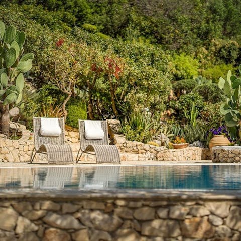 Soak up the Greek sun from in or beside the private pool