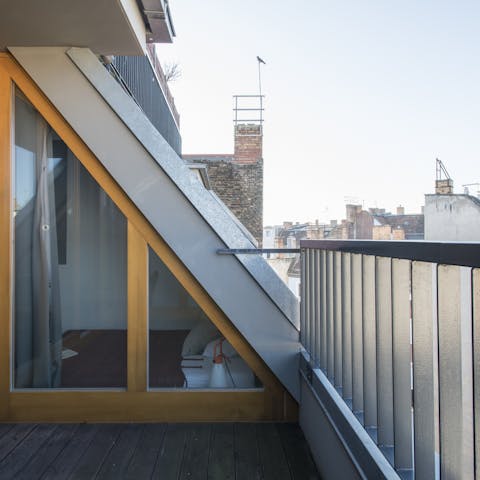 A private terrace with street views