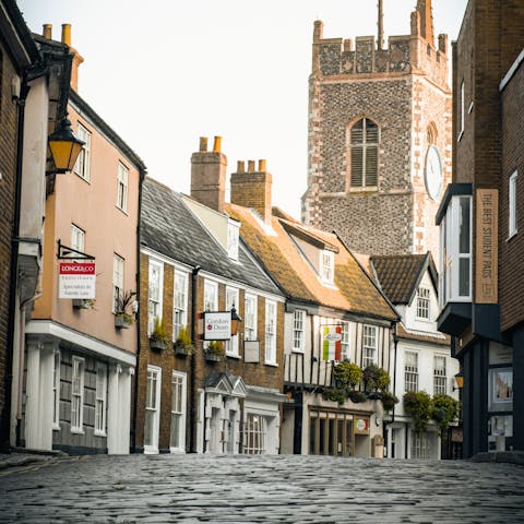 Explore the cobbled streets of Norwich's pedestrianised old town, a forty-minute drive away