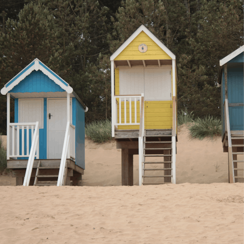 Bag yourself a beach hut for the day down at Wells-next-the-Sea beach, twenty minutes away