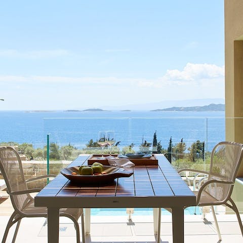 Enjoy a delicious alfresco meal out on the terrace as you admire the sea view