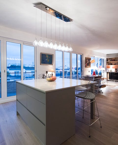 A stylish kitchen island