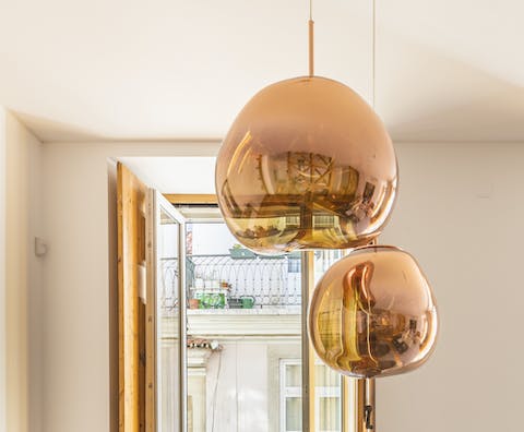 Polished copper light shades