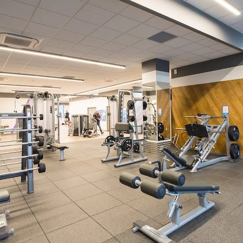 Start your day with a workout in the building's fully-equipped gym