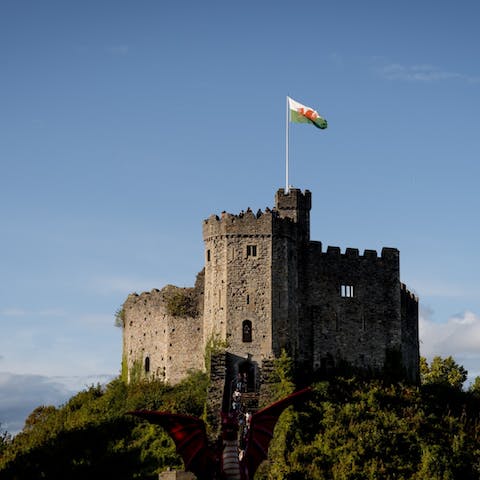 Enjoy the view from Cardiff's medieval castle, just fifteen minutes away by car
