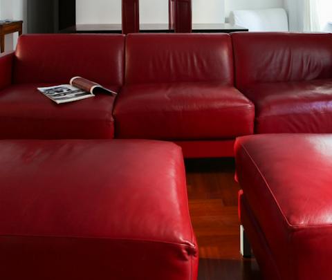 Red vinyl upholstery