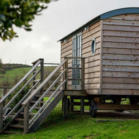Camp out in the shepherd's hut, perfect for couples