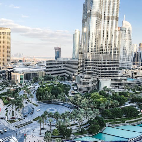 Explore Downtown Dubai and visit the Burj Khalifa, a nine-minute drive away
