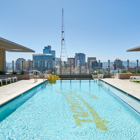 Head up to the rooftop and flit between the pool and the hot tub