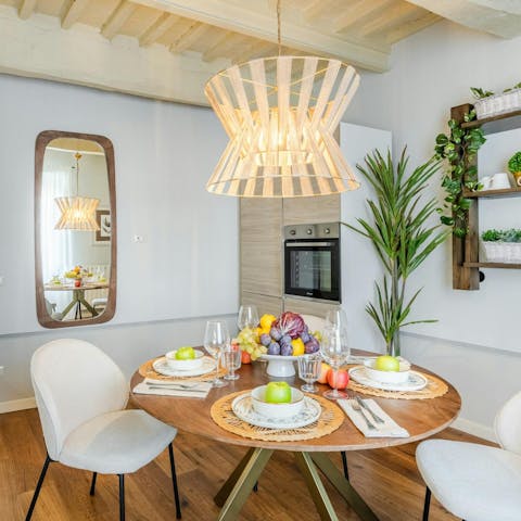 Open a bottle of local wine to share around the table