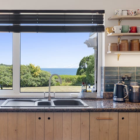 Cook up the day’s catch in the made-for-action kitchen with a view