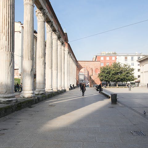 Discover the Columns of Saint Lawrence just a two-minute stroll away