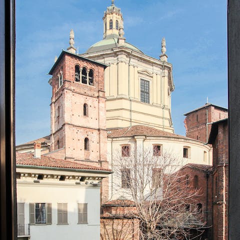 Take in the impressive views of Basilica di Sant'Eustorgio from the comfort of the bedroom 