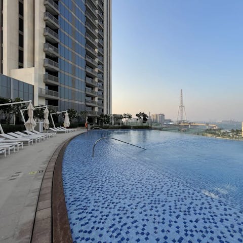 Spend a sunny afternoon splashing around in the shared swimming pool