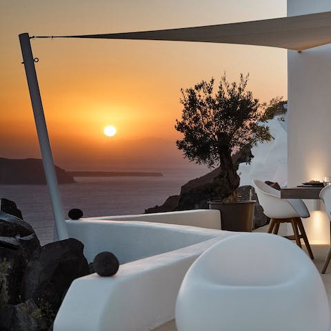 Catch the sunset from the terrace with a crisp glass of wine in hand