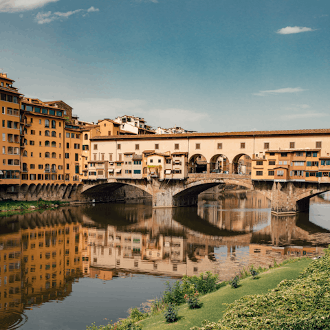 Marvel at the love locks on Ponte Vecchio, 2km away