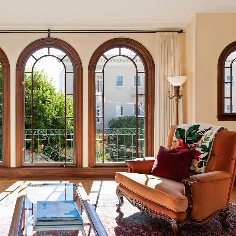 Take a seat in the vintage-inspired living room