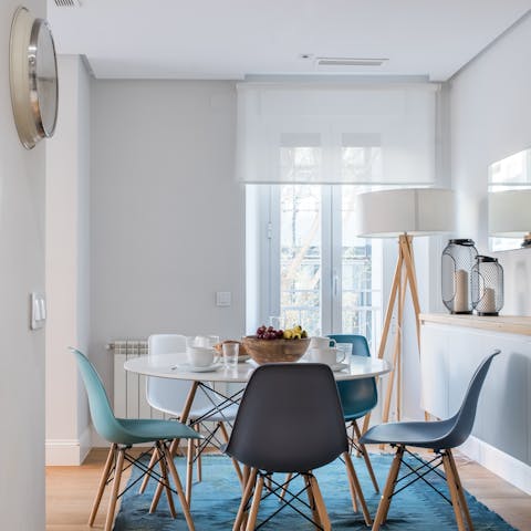 The sleek dining area