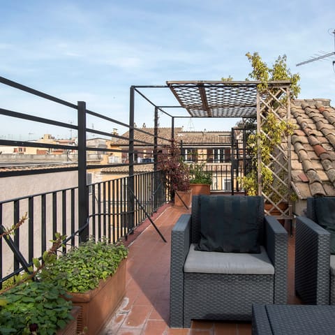 The fully furnished rooftop terrace