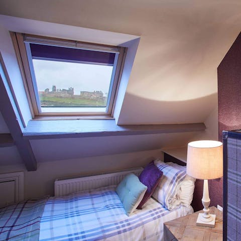 Spy the scenery of Whitby from the twin bedroom through the skylight, and fall asleep watching the stars