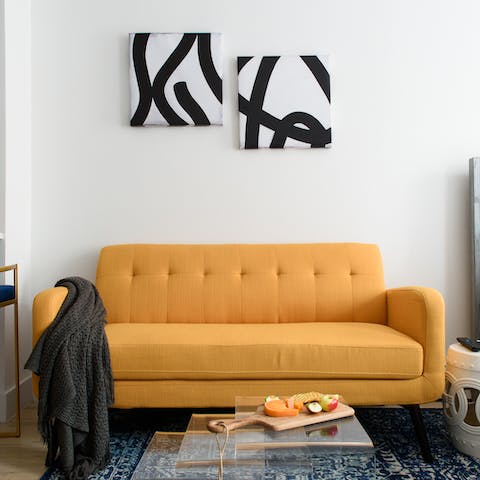 The statement yellow sofa