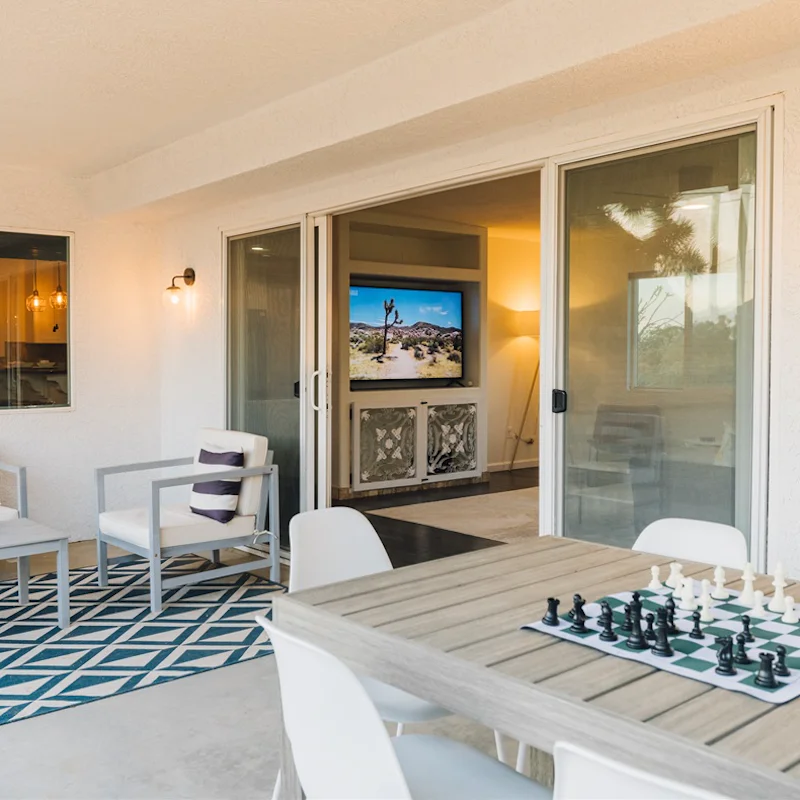 Get together for morning coffees and games on the shady terrace