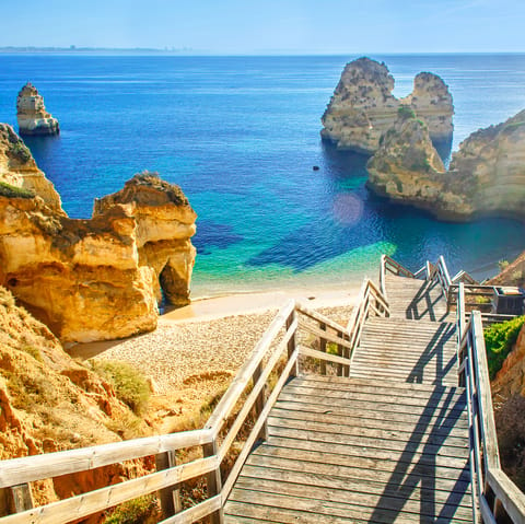Explore stunning beaches along the Algarve coastline nearby