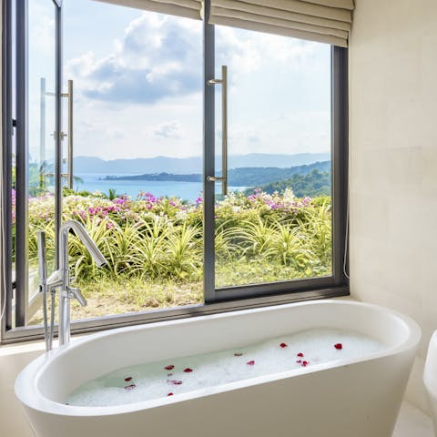 Indulge the senses with long soaks in the bath whilst gazing at the views