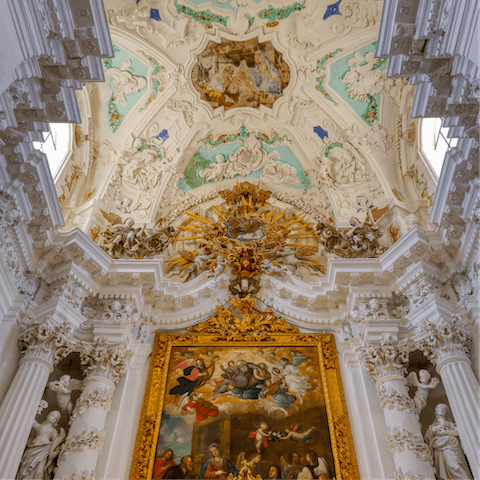 Admire the Baroque Chiesa di San Bartolomeo, a ten-minute drive away