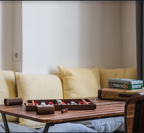 Enjoy a game of backgammon before you head out for dinner