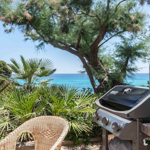 Barbecue with a view on a sunny evening