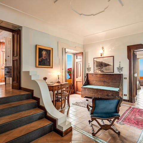 Fill out a postcard or two at this historic home's traditional desk