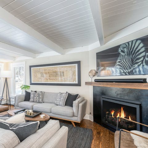 Cosy up next to the fireplace after a day out on the slopes